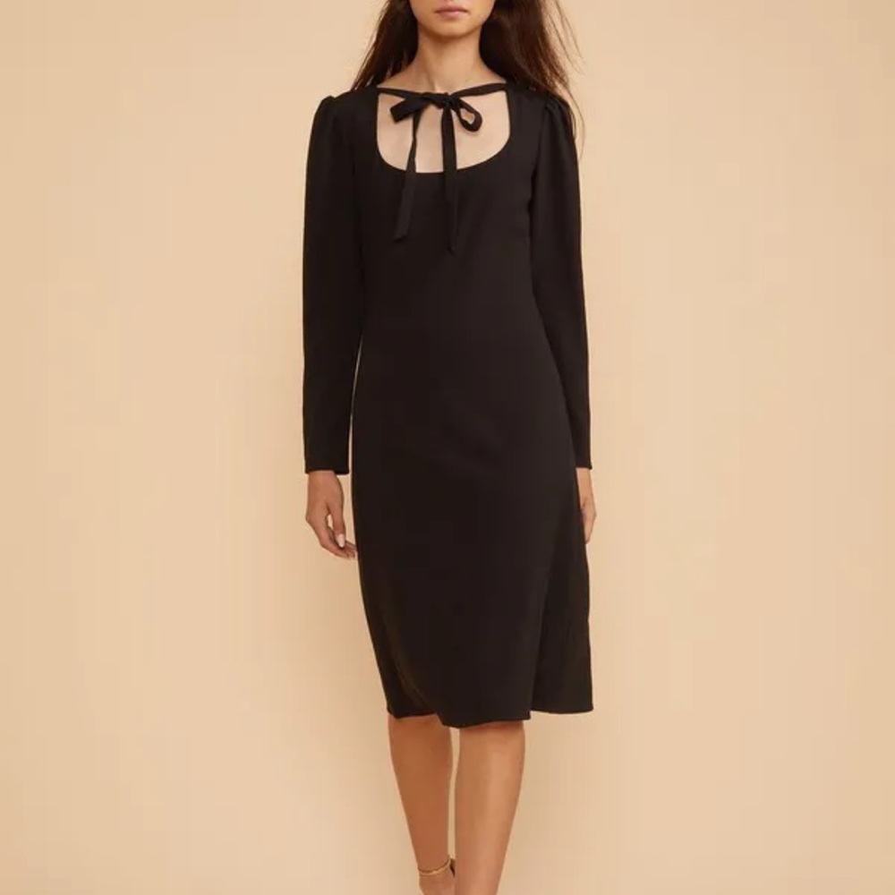 Cynthia Rowley Black Crepe Tie Boatneck Dress